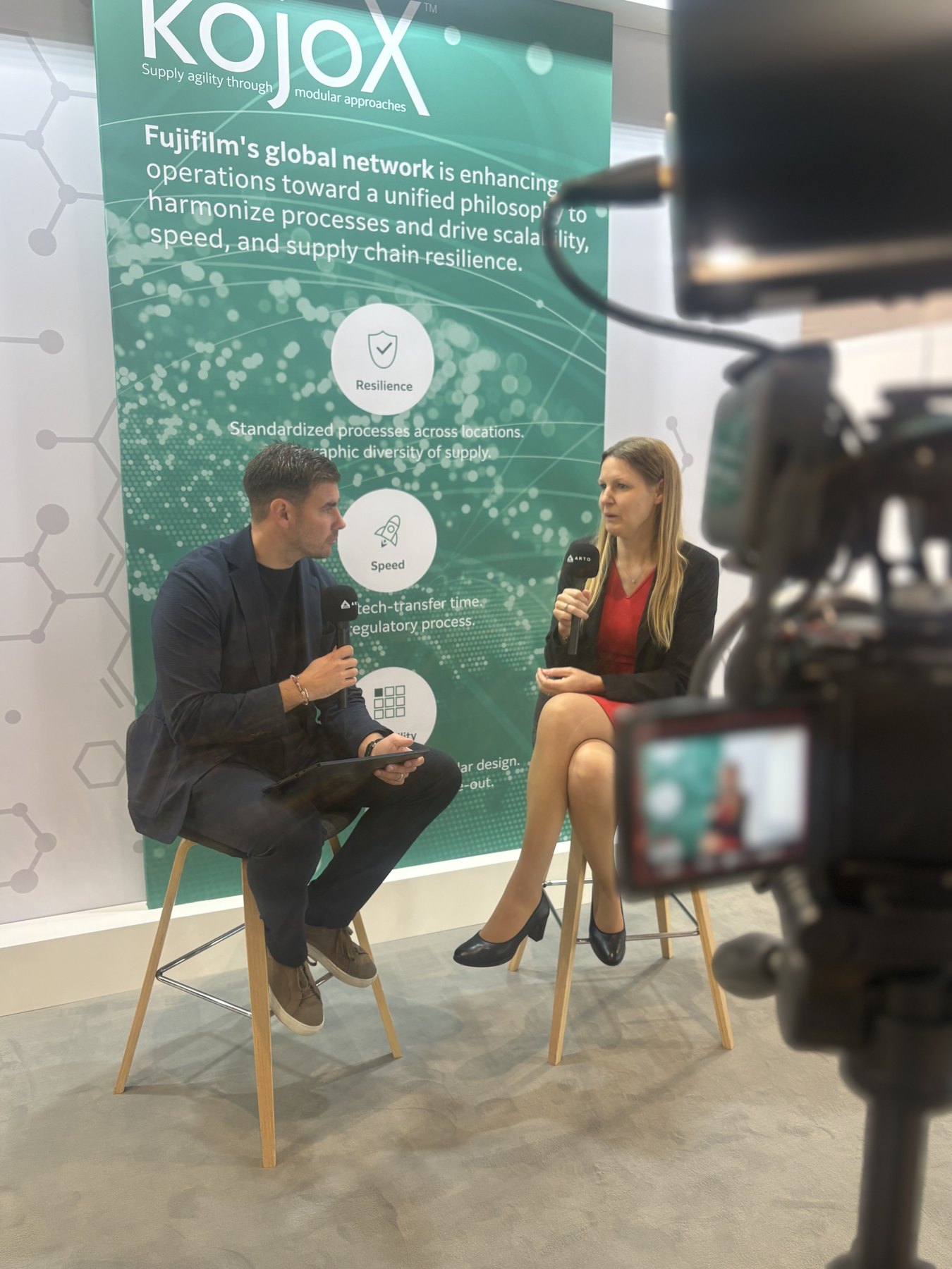 A Newsbeat interview on an exhibitor’s stand at CPHI Milan