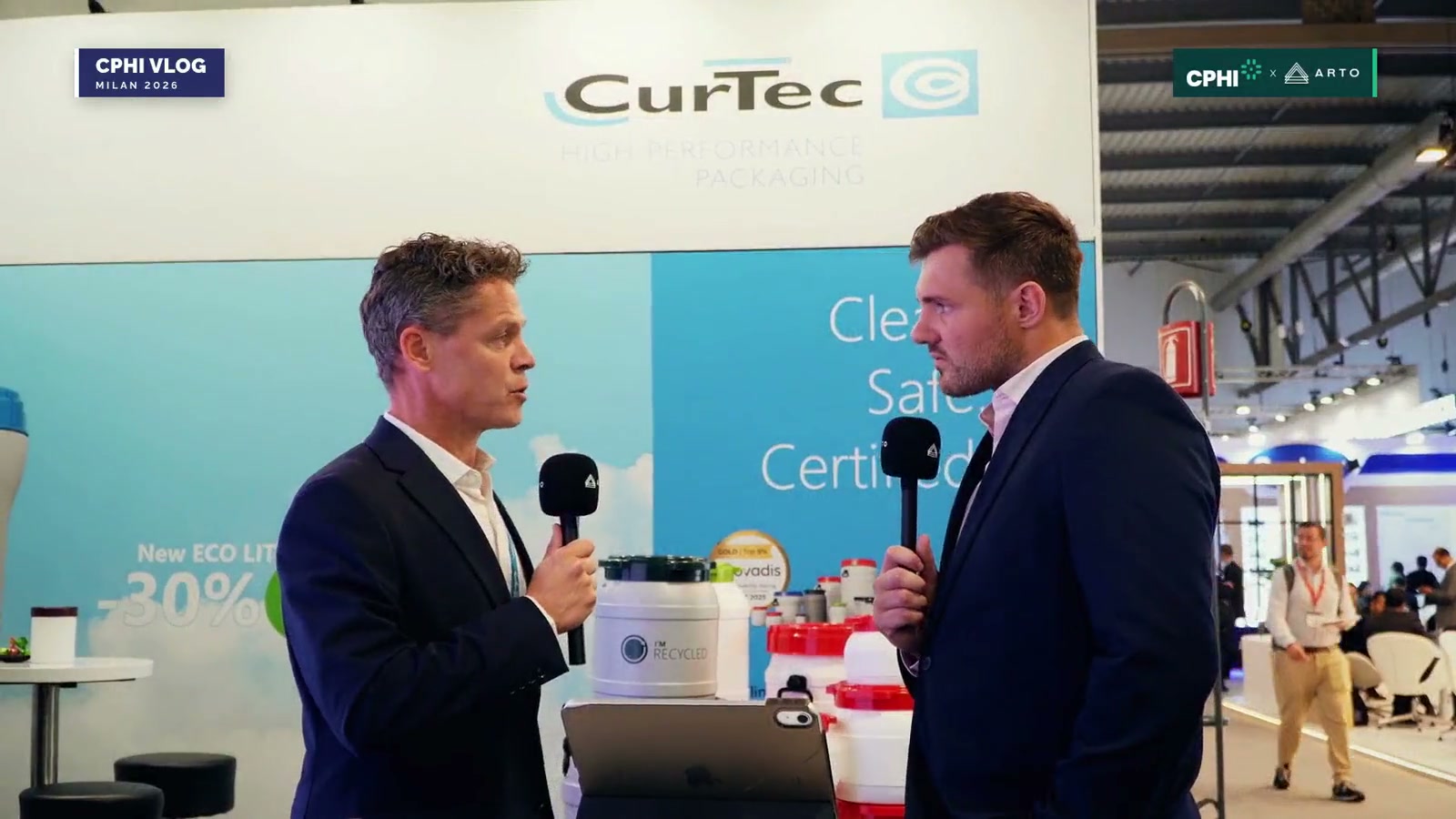 A vlog-style interview on an exhibitor’s stand at CPHI Milan