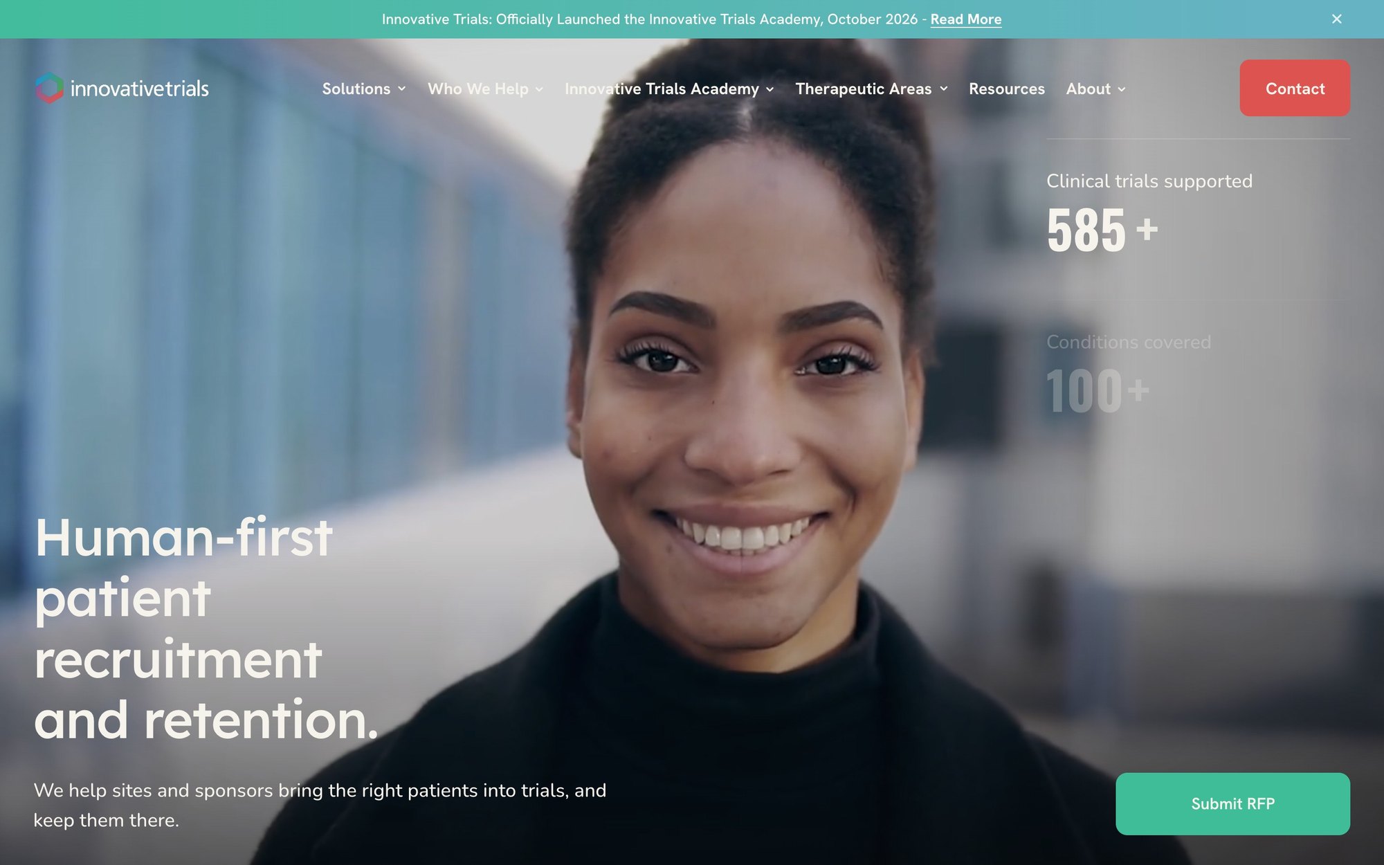 The Innovative Trials website, rebuilt by ARTO